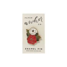 Load image into Gallery viewer, Paper Anchor Company Enamel Pin White and Red Flower
