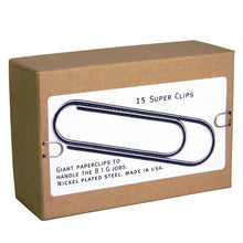 Load image into Gallery viewer, Black Ink Superclips Super Clip Paperclip Paper Giant Box of 15
