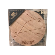 Load image into Gallery viewer, Boston Wooden Coaster Set MBTA Map
