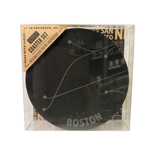 Load image into Gallery viewer, Boston Wooden Coaster Set Black MBTA Map
