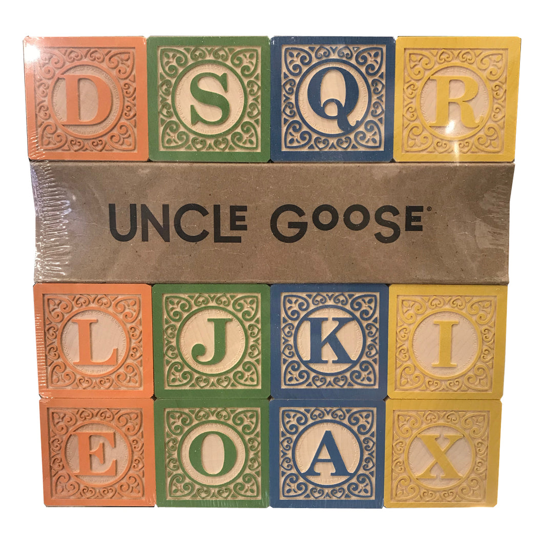 Uncle Goose Classic ABC Blocks Alphabet Wood Black Ink
