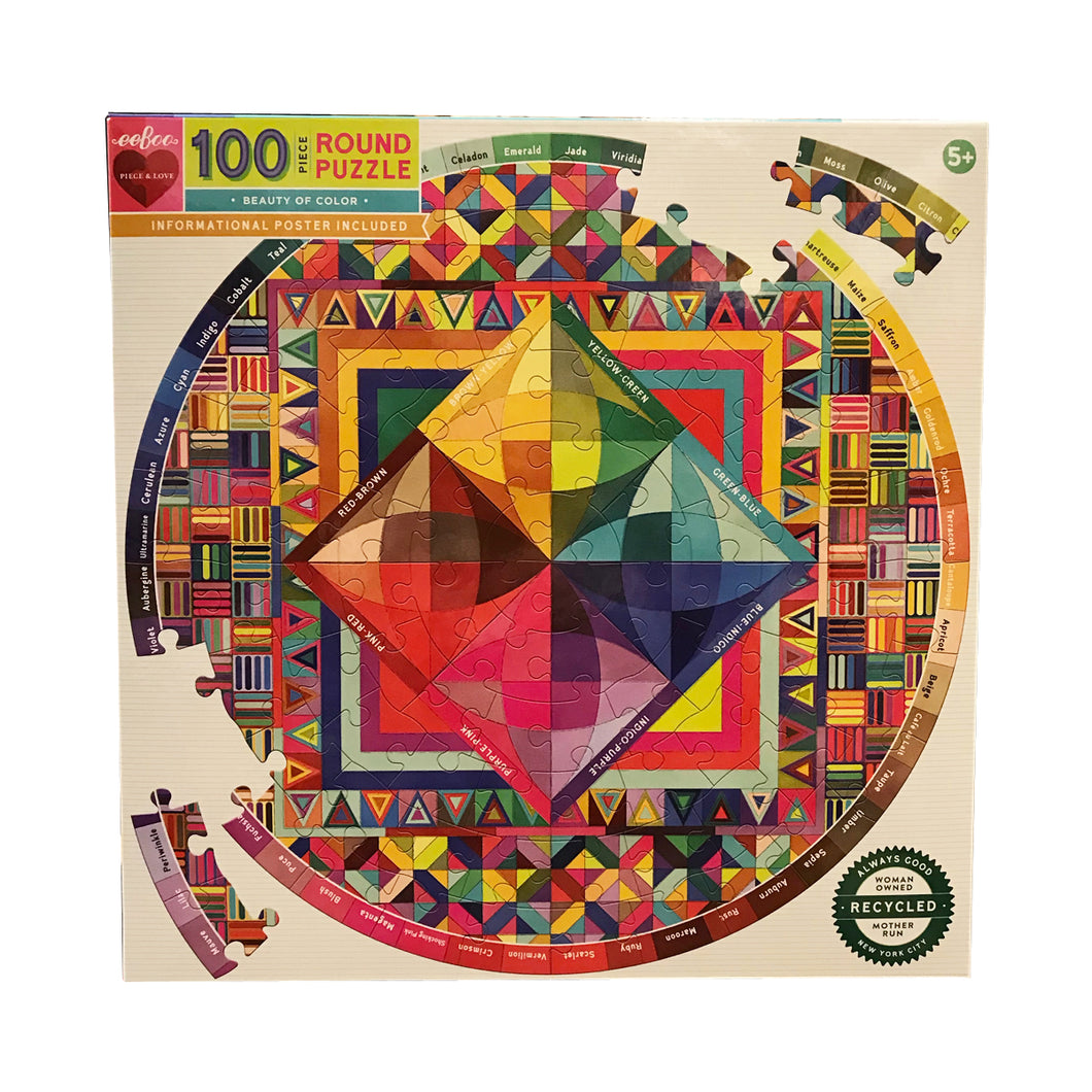 Eeboo 100 Piece Round Puzzle Jigsaw Beauty Of Color Poster Black Ink