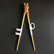 Load image into Gallery viewer, Training Chopstick Helper Japanese Black Ink Bunny Rabbit
