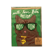 Load image into Gallery viewer, Boston Pet Greeting Card Set La Familia Green WIth Love from Boston Cat
