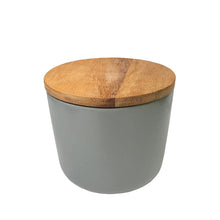 Load image into Gallery viewer, Stoneware Container with Acacia Wood Lid Large Gray Grey
