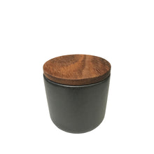 Load image into Gallery viewer, Stoneware Container with Acacia Wood Lid Medium Black Charcoal
