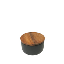 Load image into Gallery viewer, Stoneware Container with Acacia Wood Lid Small Black Charcoal
