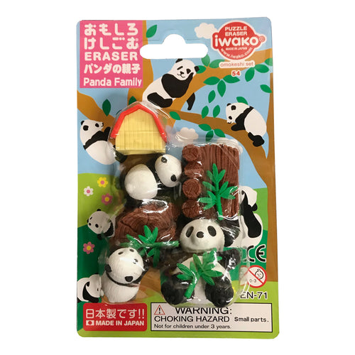 Iwako Japanese Eraser Set Panda Family Bamboo House Cute Black Ink