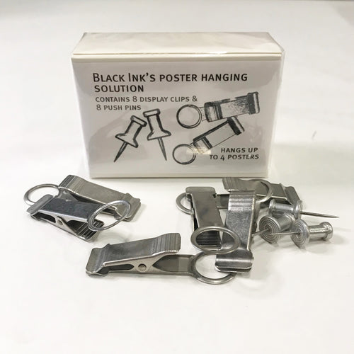 Black Ink Poster Hanging Solution Display Clip Push Pin Pack 