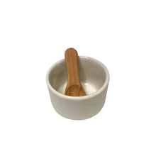 Load image into Gallery viewer, Stoneware Cellar with Mini Teakwood Spoon Natural White
