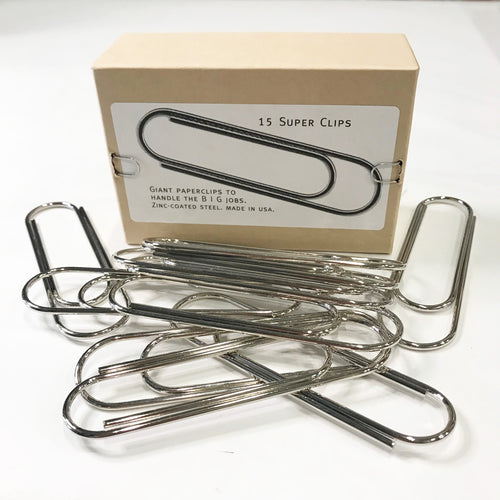 Black Ink Superclips Super Clip Paperclip Paper Giant Box of 15