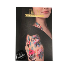 Load image into Gallery viewer, Tattly Metallic Fake Tattoo Real Artists Sponge Temporary Black Ink Flowers Brilliant Blooms
